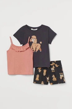 Комплект (майка, футболка, шорты) H&M 122 128см темно серый, пудровый 5071007199