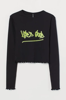 Лонгслив H&M M черный надписи 1607937915