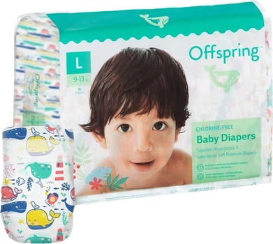 Подгузники Offspring Willy The Whale Размер L 9-13 кг 36 шт (DP-OI-FAT-L36P-WTW)