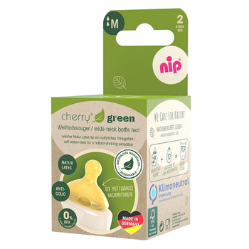 Соска латексная круглая средний поток 0+ Nip Cherry Green 2 шт. (4000821330436)