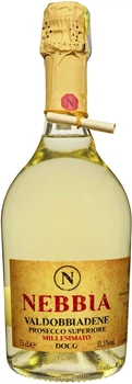Вино игристое Nebbia Valdobbiadene Prosecco Superiore Mellesimato Brut сухое белое 0.75 л 11.5% (8020502075032)