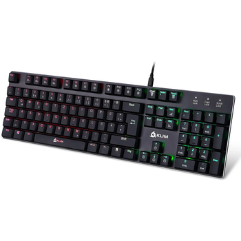 Ігрова клавіатура Klim Dash / Механічна / Red Low Profile Switches / RGB підсвічування / UKR / Black Б/В