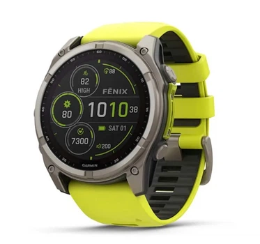 Смарт-годинник GARMIN Fenix 8 51mm Solar Sapphire Titanium w. Amp Yellow/Graphite Silicone Band (010-02907-20/21)