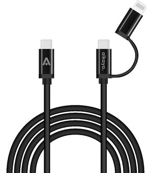 Kabel alkaya Speed Flex 2 in 1 USB-C - USB-C + Lightning 1m. Black (CL-60022)