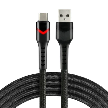 Кабель USB на USB-C everActive CBB-2CBR 2m RGB, USB 2.0, PD 3A 60W, черный в оплетке с RGB подсветкой