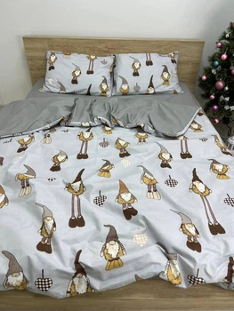 Комплект постільної білизни полуторний 150х210 Бязь Gold Luxe наволочки 50х70 Скандинавський гном