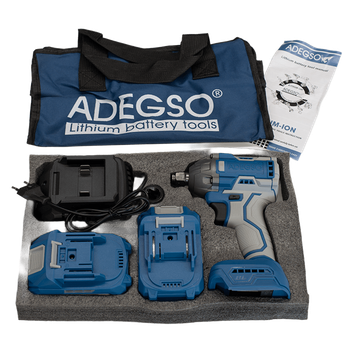 Гайковерт ударний акумуляторний ADEGSO AD-40247 21 В 350 Нм Комплект