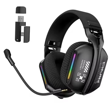 Ігрові бездротові навушники Onikuma GT8О8L з мікрофоном | Bluetooth 5.3 + 2.4G + AUX| RGB-підсвітка | Для ПК, PS4, PS5, Xbox, телефону | Чорні