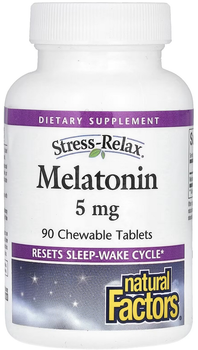 Амінокислота Natural Factors Мелатонін Stress Relax Melatonin 90 жувальних таблеток 5 мг (068958027173)