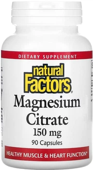 Магний цитрат Natural Factors 150 мг 90 капсул (068958016528)