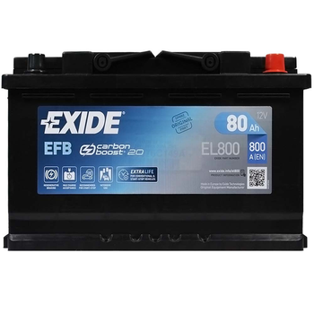 Автомобильный аккумулятор EXIDE Start-Stop EFB 80Аh 800A R+ EL800