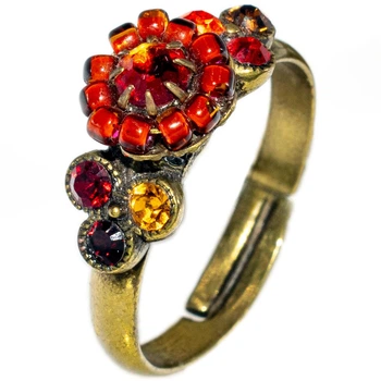 Каблучка "Вогняна троянда" Michal Negrin з кристалами Swarovski, ручна робота