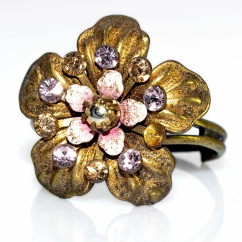 Кольцо "Романтичный цветок" Michal Negrin с кристаллами Swarovski, ручная работа