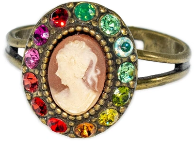 Кольцо "Камея радуги" Michal Negrin с разноцветными кристаллами Swarovski, ручная работа