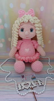 М'яка плюшева іграшка handmade Лялька 42 см в'язана гачком амігурумі