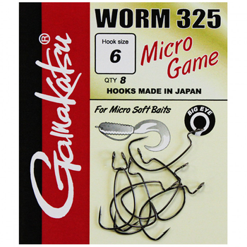 Крючок GAMAKATSU WORM 325 MICRO GAME №06, 8шт,25854