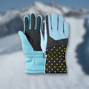 Рукавички гірськолижні теплі дитячі LUCKYLOONG Winter (р-р M-L, Чорний-блакитний) (C-1213_Чорний-голубий_ML)