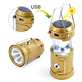 Кемпинговый фонарь светодиодный аккумуляторный на солнечной батарее Magic Camplight 5800T PowerBank Золотистый