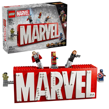 Конструктор LEGO Super Heroes Marvel Логотип і міні фігурки MARVEL 931 елемент (76313)