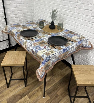 Скатерть водоотталкивающая (с тефлоновым покрытием) Spanish tiles с окантовкой 140х180 см разноцветная