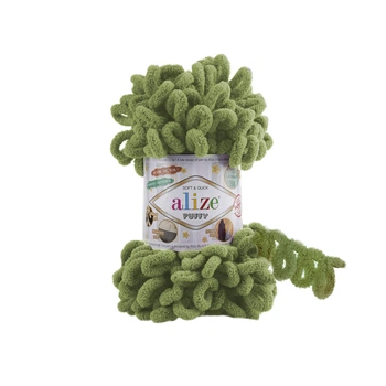 Пряжа фантазійна Alize Puffy 100г петельна Пуффі зелена №485
