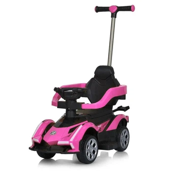 Каталка-толокар з мотором з батьківською ручкою M 5781, pink