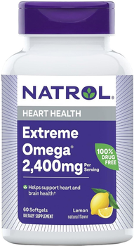 Жирные кислоты Natrol Омега-3 Extreme Omega 60 капсул 2400 мг Лимон (047469045104)