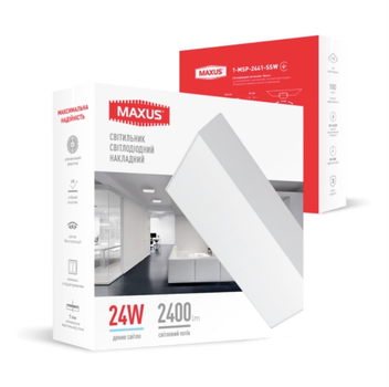 Светильник светодиодный накладной 1-MSP-2441-SSW MAXUS SP Ceiling 24W 4100K Square Slim White