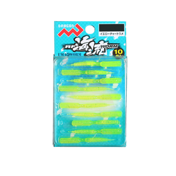 Силикон Dragon RF Ocean Current Worm 1.5" (10шт) Yellow Chart Lame