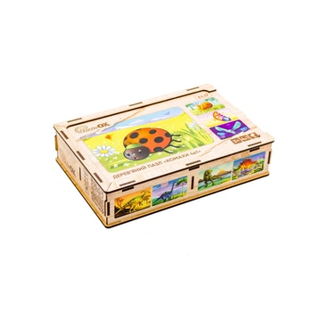 Деревянный пазл PuzzleOK 80 элементов 4в1 Насекомые натуральное дерево (559783)