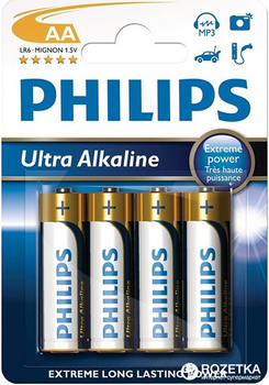 Батарейки Philips Ultra Alkaline LR6 AA 1.5 В 4 шт. (LR6E4B/10)