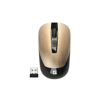 Мышка беспроводная Defender Wave MM-995, Gold, USB, оптическая (сенсор PixArt 3065), 800-1600 dpi, 3 кнопки, 1xAA