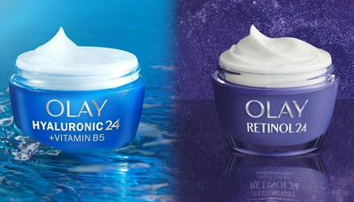 Zestaw do pielęgnacji twarzy Olay Krem-żel Hyaluronic24 + Vitamin B5 na dzień 50 ml + Krem Retinol 24 na noc 50 ml + Masażer do twarzy (8700216497183)