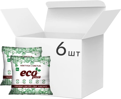 Набір з шести штук Торф'яний субстрат Ecoplus "Кактус" 3 л (ТВ000031551)