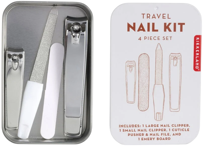 Дорожній набір Kikkerland Travel Nail Kit з металевим футляром 4 елементи (0612615092860)  