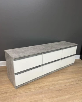 ТВ тумба Quattro 6Н 1400x500x370 mm. Бетон/Білий