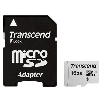 Карта пам'яті Transcend MicroSDHC 16GB UHS-I Class 10 300S + SD-adapter (TS16GUSD300S-A)