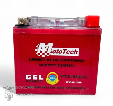 Акумулятор GEL MotoTech 5АМ -/+ YTX5L-BS(MF)