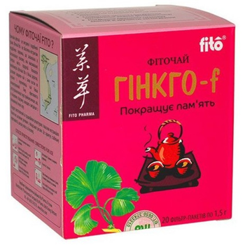 Гінко білоба Fito Pharma Гінго Білоба, чай, фільтр-пакети 1,5 г 20 пакетів