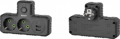 Мережевий фільтр Dyxon 2+3 USB-A + USB-C (PD) Power switch Black (DXN-MFP-23PD-PS-B)