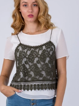 Блуза с кружевным верхом Vero Moda 317341513 M (82958M) Белый