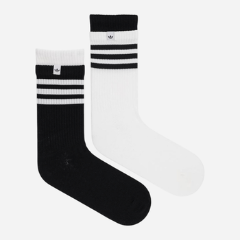 Набор женских носков с широкой резинкой выхоких хлопковых Adidas 3S 2L Cr S 2P JC8874 S (37-39) 2 пары Black/White (4067891764073)