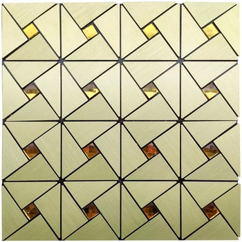 Самоклеющаяся алюминиевая плитка Sticker Wall для стен, мебели, дверей зеленое золото со стразами 300х300х3мм