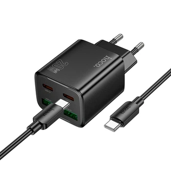 Адаптер сетевой HOCO N55 Type-C to Type-C Cable Fundador four-port charger set 2хUSB/2хUSB Type-C 20W/3A Black