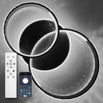 Люстра светодиодная потолочная LUMINARIA AKRILIKA ROUND 80W 3R APP 600x400x110 BLACK/CLEAR 220V IP20 с пультом ДУ