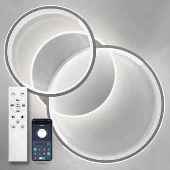 Люстра светодиодная потолочная LUMINARIA AKRILIKA ROUND 80W 3R APP 600x400x110 WHITE/CLEAR 220V IP20 с пультом ДУ