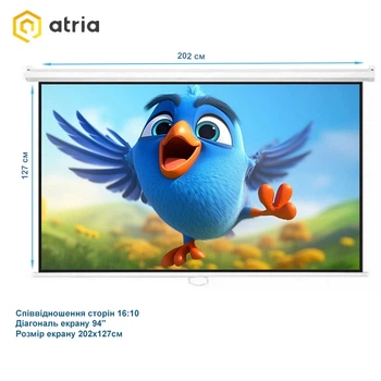 Проекционный экран Atria MWM-PC-94D настенный ручной 94" 202x127см 16:10