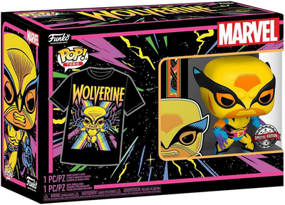 Подарунковий набір Funko Pop! & Tee Marvel Wolverine Black Light Фігурка 9 см + Футболка Розмір S (889698551397)