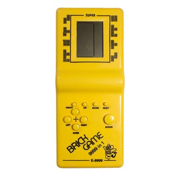 Портативная игровая консоль Тетрис (Tetris) Brick Game 9999 в 1 — Электронная игрушка для детей и взрослых, 18 см, Желтая