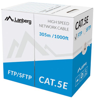 Вита пара Lanberg Lan FTP 100MB/S 305M Cat 5e Grey (LCF5-10CC-0305-S)